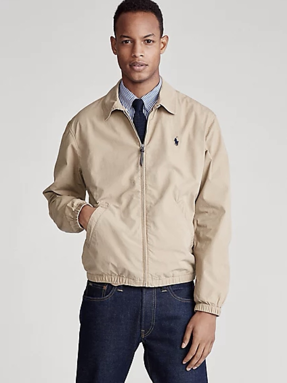 Polo by Ralph Lauren Men's Khaki Zip-Front Bomber Jacket